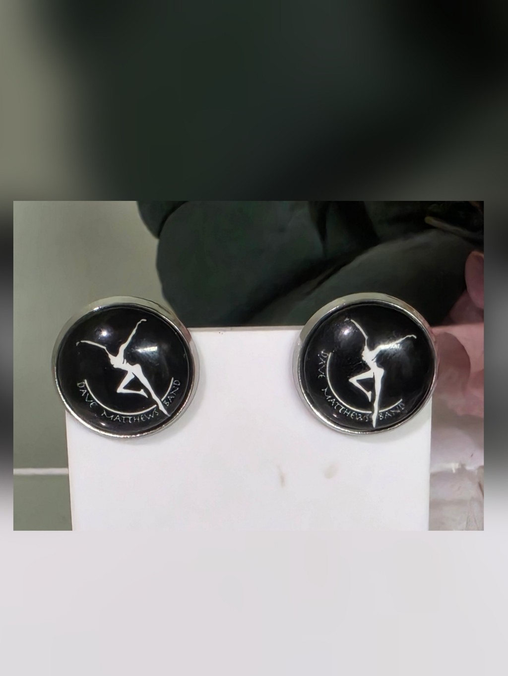 Custom Made Dmb Dave Matthews Band Black Logo Stud Earrings